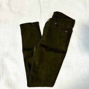7 for all mankind olive brushed skinny pants - size 27